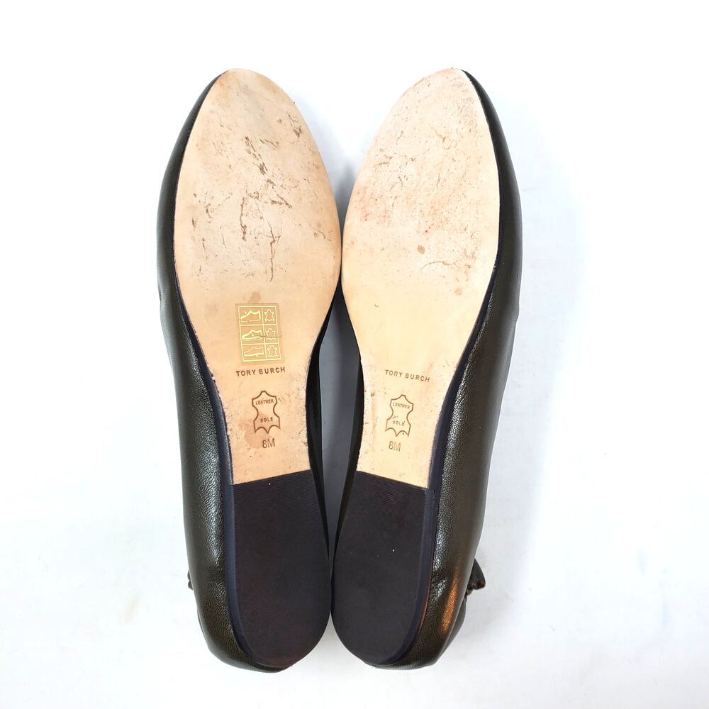 Tory Burch Eleanor Loafers Flat Goat Leather Moss Olive Green Gold 84922 Size 8 - Picture 8 of 12